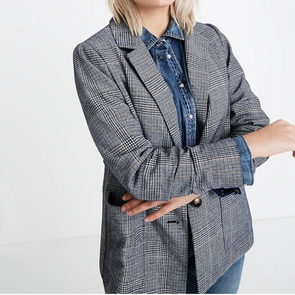 Madewell Dorset Blazer in Navy Glen Plaid